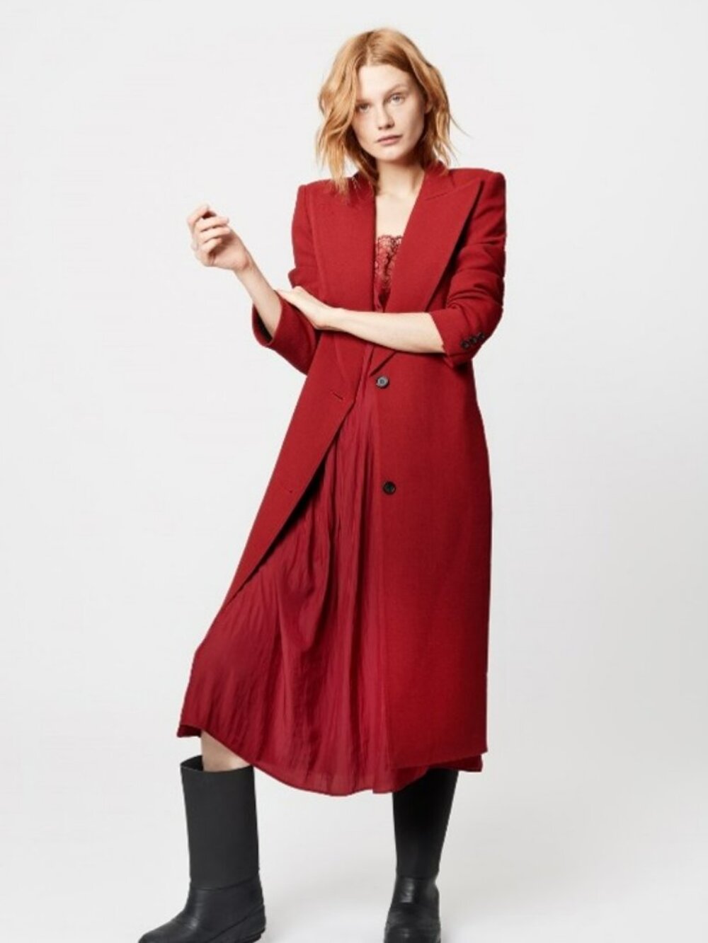 Smythe Peaked Lapel Coat Deep Brick Size 4